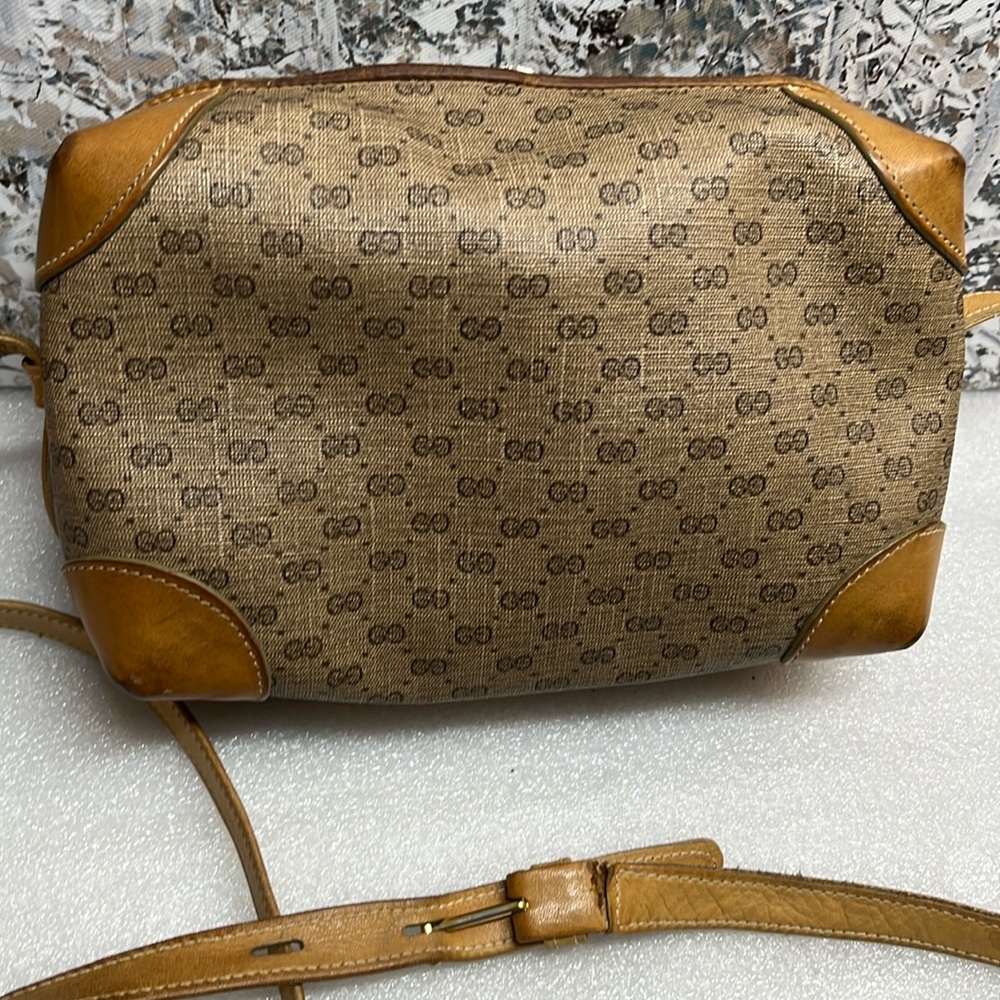 GUCCI Vintage 80’s Micro GG Web Monogram Leather Crossbody Purse Bag - Picture 11 of 17